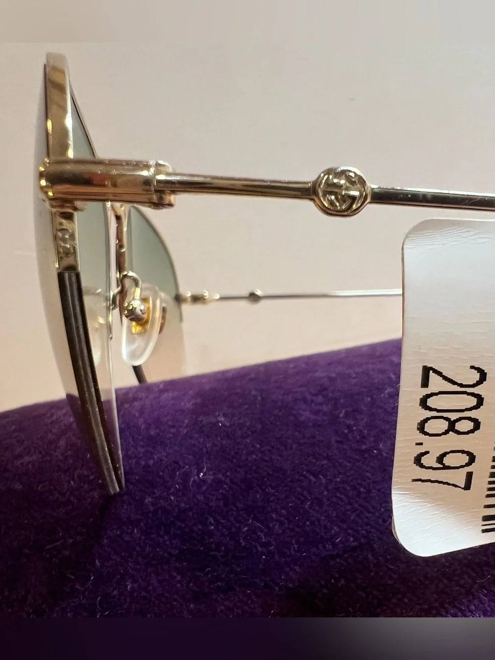 Gucci Men’s Gold Frame Sunglasses with Green Lenses $150